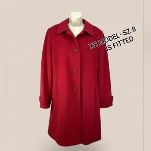 PRESTON AND YORK Long Red, ruby Wool Coat, Jacket.   NEW!